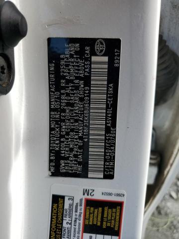 4T1BF3EK6BU609149 - 2011 TOYOTA CAMRY BASE თეთრი ფოტო 12