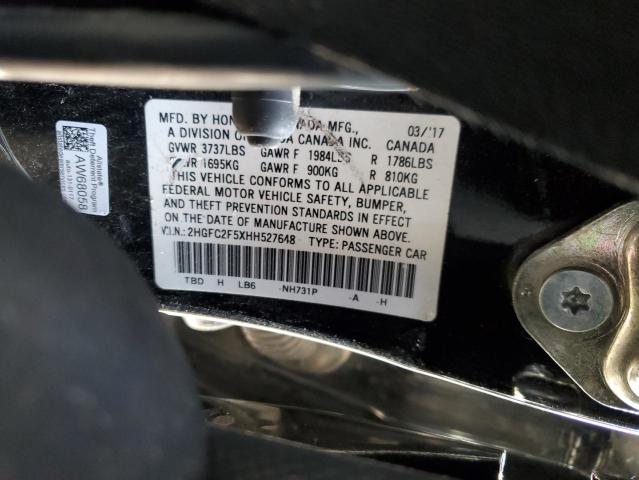 2HGFC2F5XHH527648 - 2017 HONDA CIVIC LX BLACK photo 12