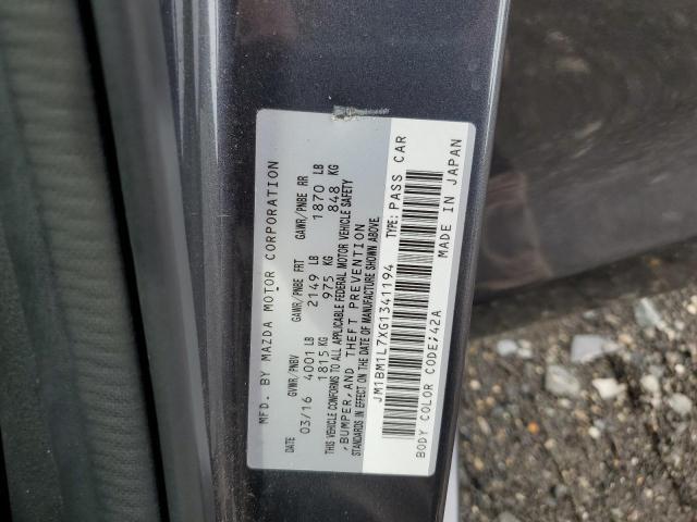JM1BM1L7XG1341194 - 2016 MAZDA 3 TOURING GRAY photo 12