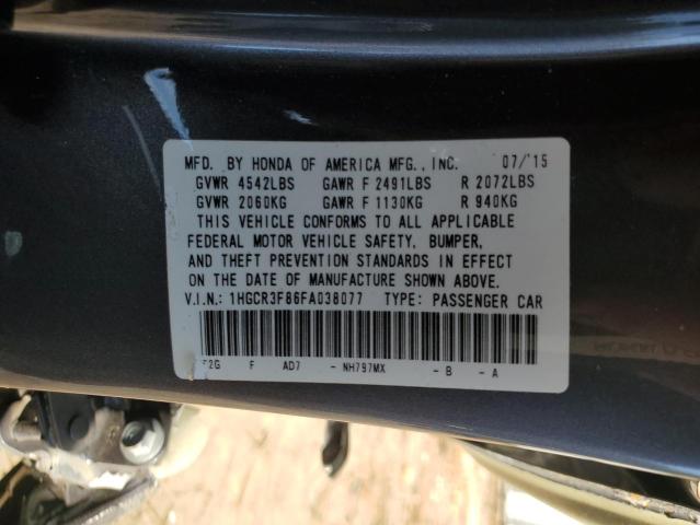 1HGCR3F86FA038077 - 2015 HONDA ACCORD EXL 灰色 照片 12