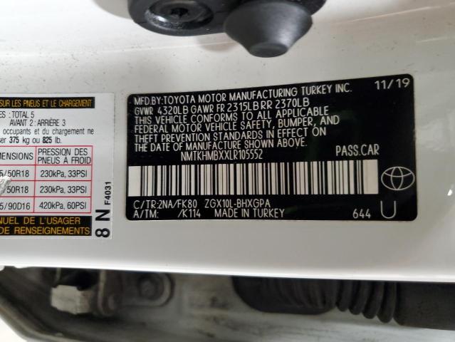 NMTKHMBXXLR105552 - 2020 TOYOTA C-HR XLE WHITE photo 13