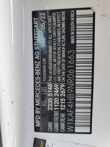 W1KAF4HB9NR061663 - 2022 MERCEDES-BENZ C 300 4MATIC WHITE photo 13