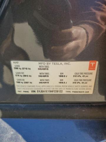 5YJSA1E19HF228122 - 2017 TESLA MODEL S CHARCOAL photo 12