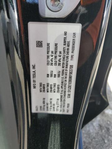 5YJ3E1EB6MF983708 - 2021 TESLA MODEL 3 Schwarz Foto 12