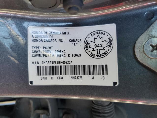 2HGFA1F61BH003207 - 2011 HONDA CIVIC LX-S 灰色 照片 12