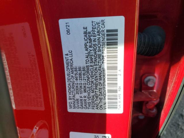 1HGCV1F37MA082087 - 2021 HONDA ACCORD SPORT RED photo 13