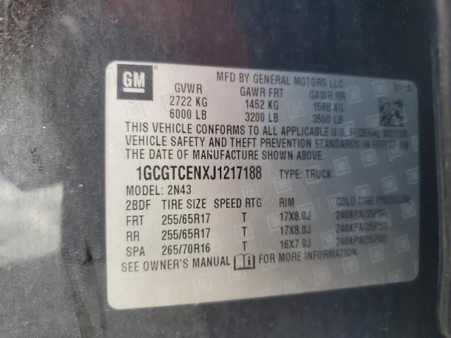 1GCGTCENXJ1217188 - 2018 CHEVROLET COLORADO LT BLACK photo 13