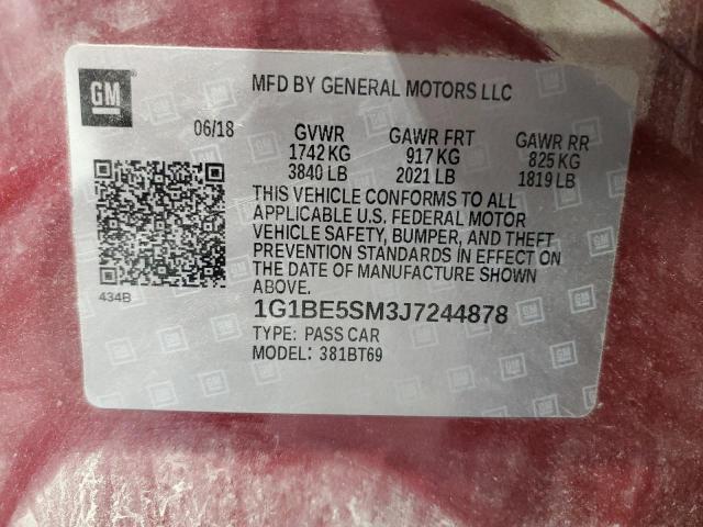 1G1BE5SM3J7244878 - 2018 CHEVROLET CRUZE LT წითელი ფოტო 12