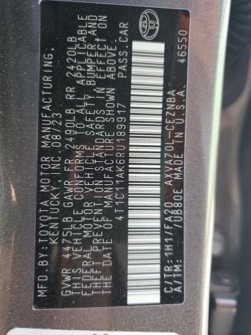 4T1C11AK6RU189917 - 2024 TOYOTA CAMRY LE GRAY photo 12