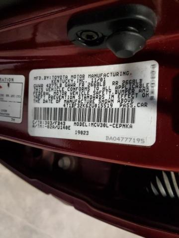 4T1BF32K62U015519 - 2002 TOYOTA CAMRY LE MAROON photo 12