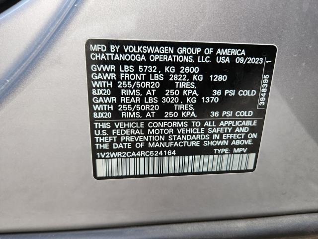 1V2WR2CA4RC524164 - 2024 VOLKSWAGEN ATLAS SE Gümüş fotoğraf 13