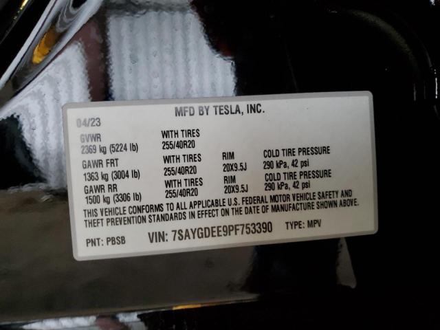 7SAYGDEE9PF753390 - 2023 TESLA MODEL Y Чорний фото 13