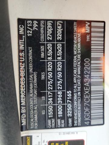 4JGDF7CEXEA342200 - 2014 MERCEDES-BENZ GL 450 4MATIC WHITE photo 14