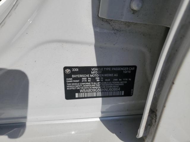 WBA8D9G59HNU60864 - 2017 BMW 330 XI WHITE photo 12