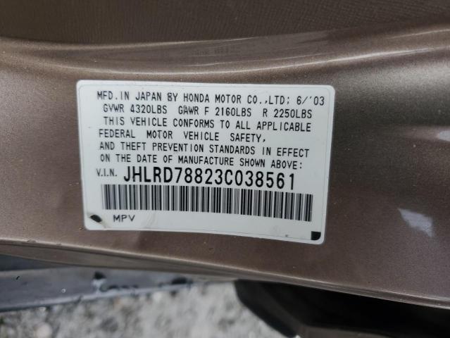 JHLRD78823C038561 - 2003 HONDA CR-V EX GOLD photo 13