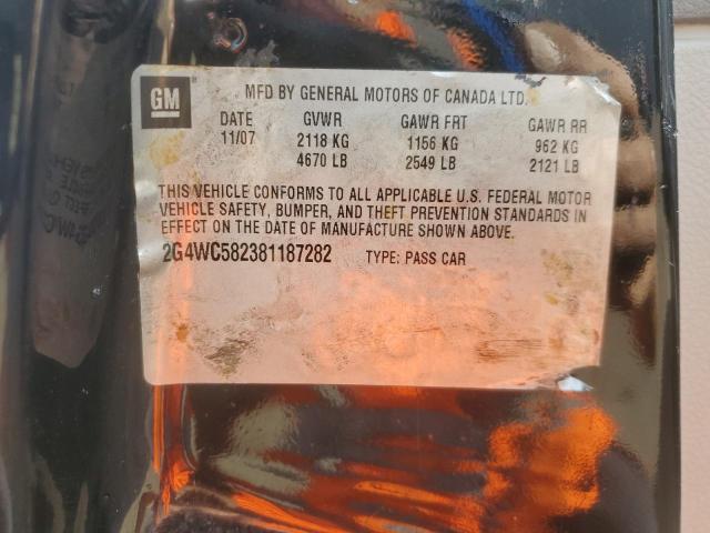 2G4WC582381187282 - 2008 BUICK LACROSSE CX Czarny zdjęcie 12