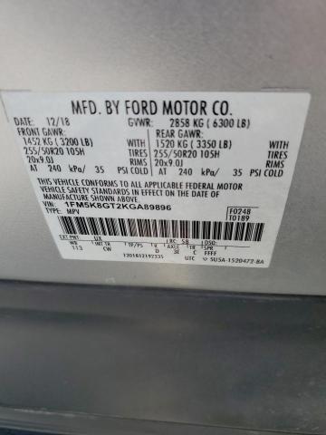 1FM5K8GT2KGA89896 - 2019 FORD EXPLORER SPORT Gümüş fotoğraf 13