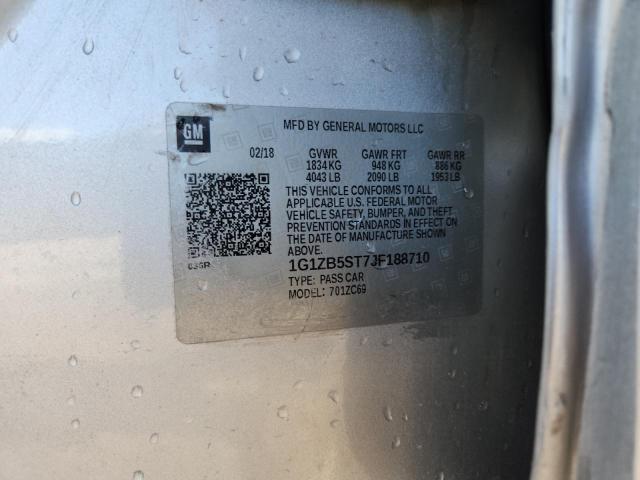 1G1ZB5ST7JF188710 - 2018 CHEVROLET MALIBU LS Argent photo 12