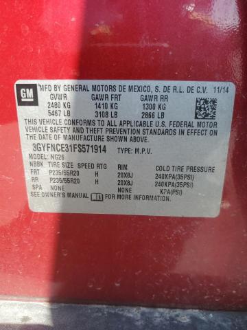 3GYFNCE31FS571914 - 2015 CADILLAC SRX PERFORMANCE COLLECTION MAROON photo 13