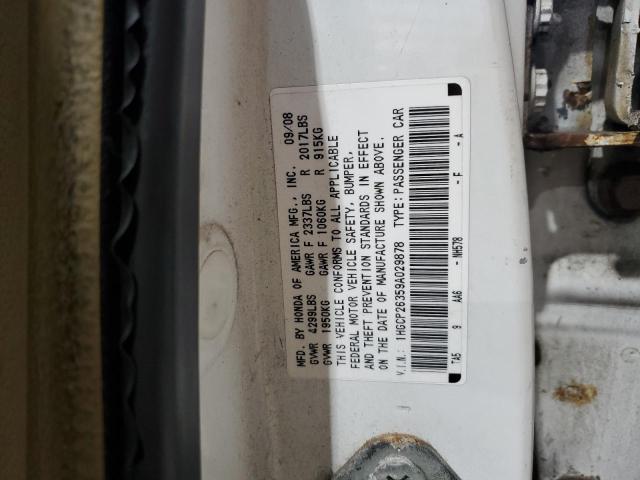 1HGCP26359A029878 - 2009 HONDA ACCORD LX WHITE photo 12