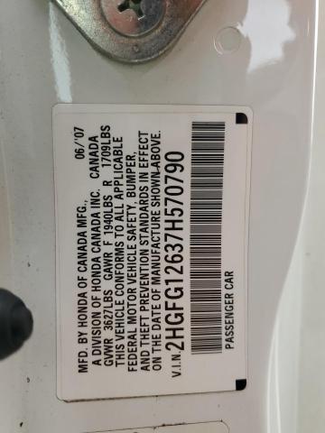 2HGFG12637H570790 - 2007 HONDA CIVIC LX WHITE photo 13