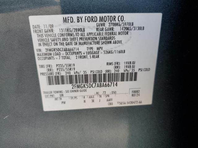 2FMGK5DC7ABA66714 - 2010 FORD FLEX LIMITED 蓝色 照片 13