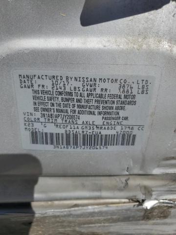 3N1AB7AP7JY206574 - 2018 NISSAN SENTRA S ვერცხლისფერი ფოტო 13