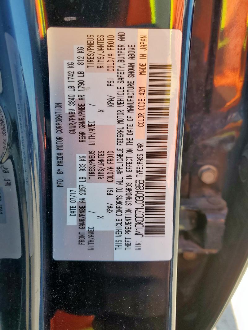 JM1DKDD71J0301856 - 2018 MAZDA CX-3 GRAND TOURING BLUE photo 12