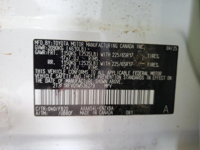2T3F1RFV0SW536279 - 2025 TOYOTA RAV4 LE WHITE photo 14