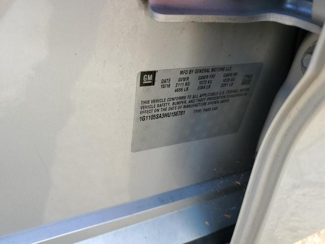 1G1105SA3HU156781 - 2017 CHEVROLET IMPALA LT SILVER photo 12