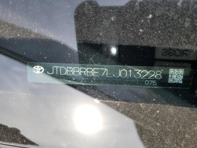 JTDBBRBE7LJ013228 - 2020 TOYOTA COROLLA LE შავი ფოტო 12