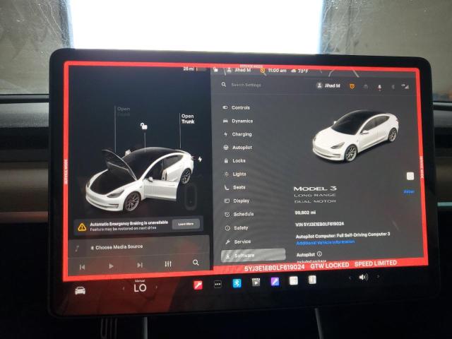 5YJ3E1EB0LF619024 - 2020 TESLA MODEL 3 WHITE photo 9