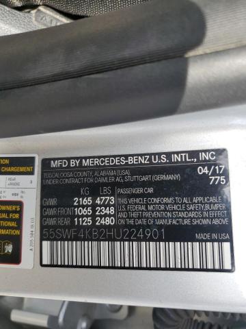 55SWF4KB2HU224901 - 2017 MERCEDES-BENZ C 300 4MATIC SILVER photo 12