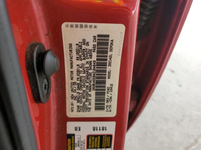 1NXBU4EE8AZ184649 - 2010 TOYOTA COROLLA BASE 红色 照片 12