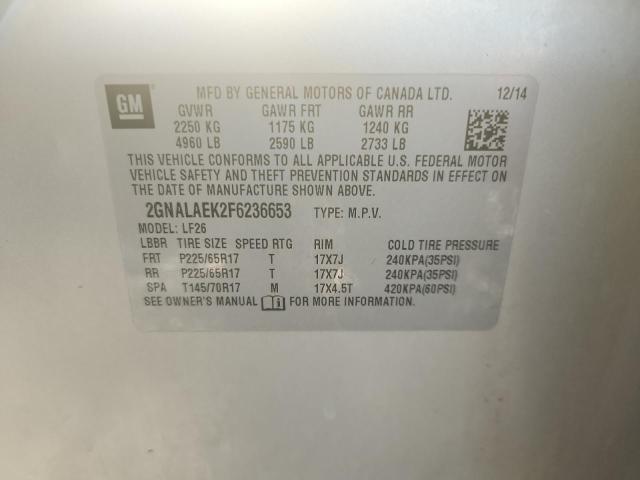 2GNALAEK2F6236653 - 2015 CHEVROLET EQUINOX LS TAN photo 12