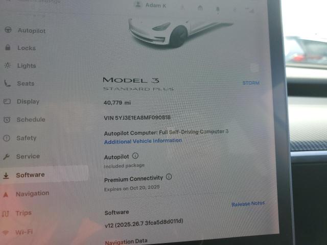 5YJ3E1EA8MF090818 - 2021 TESLA MODEL 3 Білий фото 9