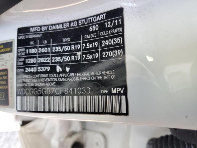 WDCGG5GB7CF841033 - 2012 MERCEDES-BENZ GLK 350 WHITE photo 13