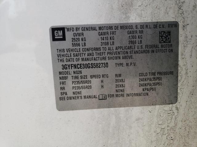 3GYFNCE30GS582730 - 2016 CADILLAC SRX PERFORMANCE COLLECTION Blanc photo 13