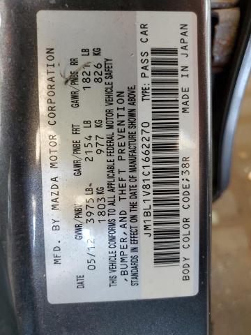 JM1BL1V81C1662270 - 2012 MAZDA 3 I CHARCOAL photo 12