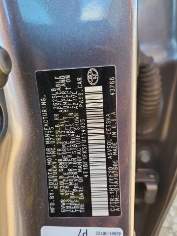 4T1BF1FK5FU114935 - 2015 TOYOTA CAMRY LE 灰色 照片 12
