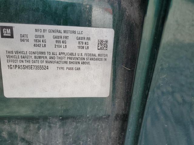 1G1PA5SH5E7355524 - 2014 CHEVROLET CRUZE LS მწვანე ფოტო 12