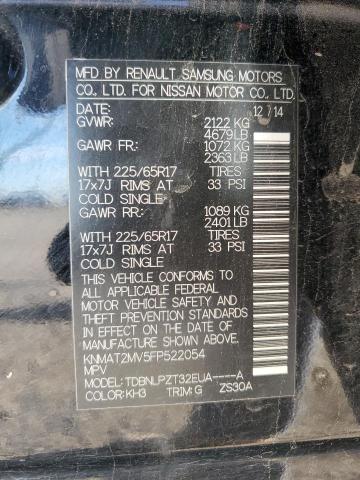 KNMAT2MV5FP522054 - 2015 NISSAN ROGUE S BLACK photo 13