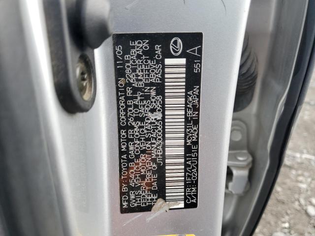 JTHBA30G065160958 - 2006 LEXUS ES 330 ვერცხლისფერი ფოტო 12