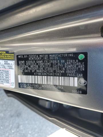 4T1BE32K75U621063 - 2005 TOYOTA CAMRY LE GRAY photo 12
