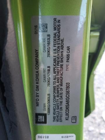 KL8CD6SA6GC587803 - 2016 CHEVROLET SPARK 1LT GREEN photo 12