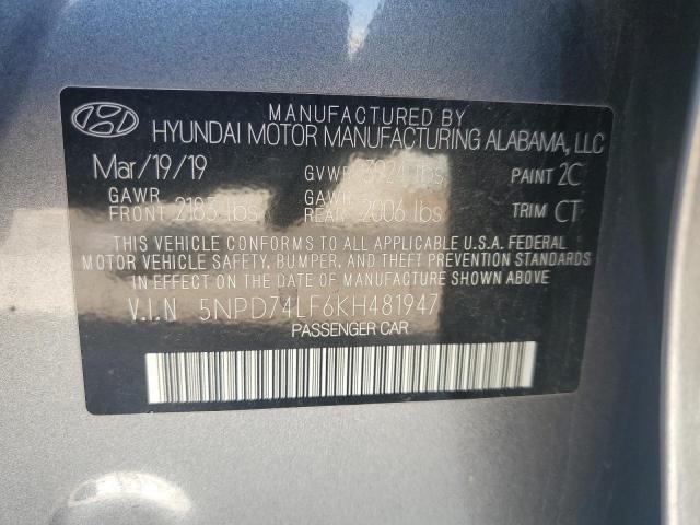 5NPD74LF6KH481947 - 2019 HYUNDAI ELANTRA SE 灰色 照片 12