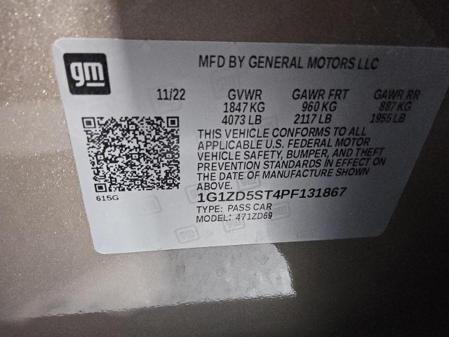 1G1ZD5ST4PF131867 - 2023 CHEVROLET MALIBU LT ذهبي صورة 12