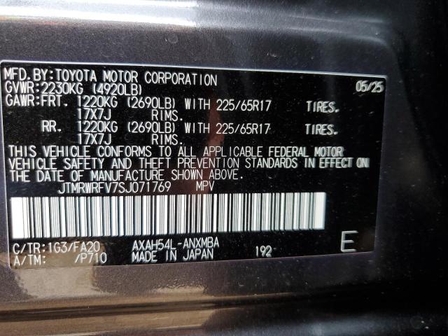 JTMRWRFV7SJ071769 - 2025 TOYOTA RAV4 XLE GRAY photo 14