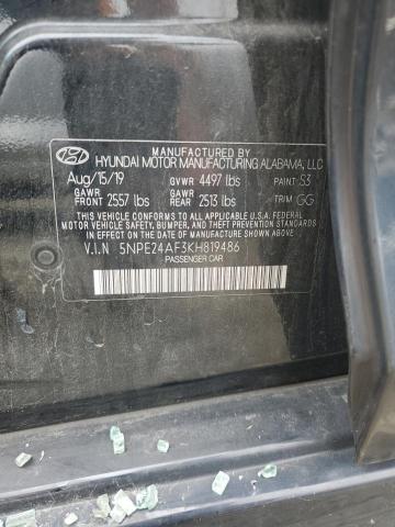 5NPE24AF3KH819486 - 2019 HYUNDAI SONATA SE Siyah fotoğraf 12
