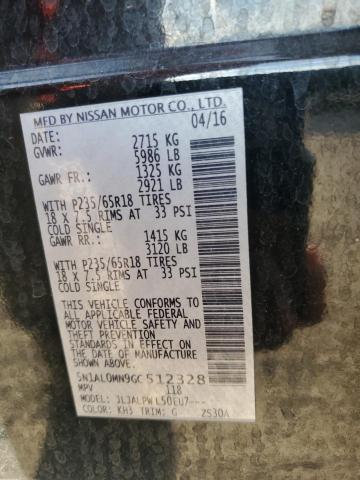 5N1AL0MN9GC512328 - 2016 INFINITI QX60 BLACK photo 12